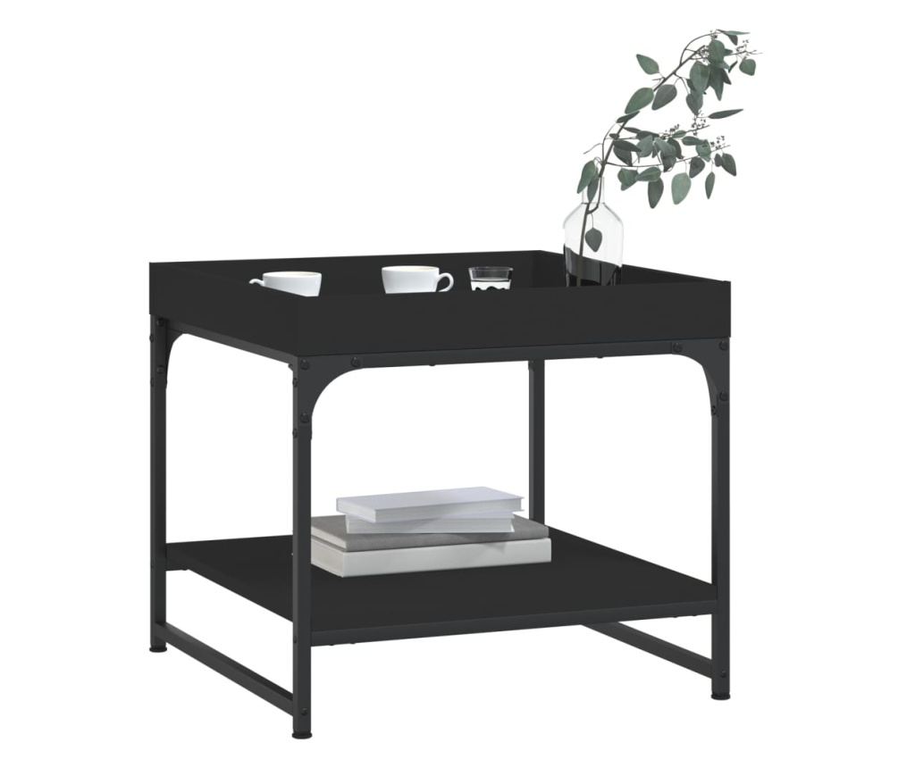 Stolić za kavu, crni, 49,5x49,5x45 cm, konstruirano drvo - 3