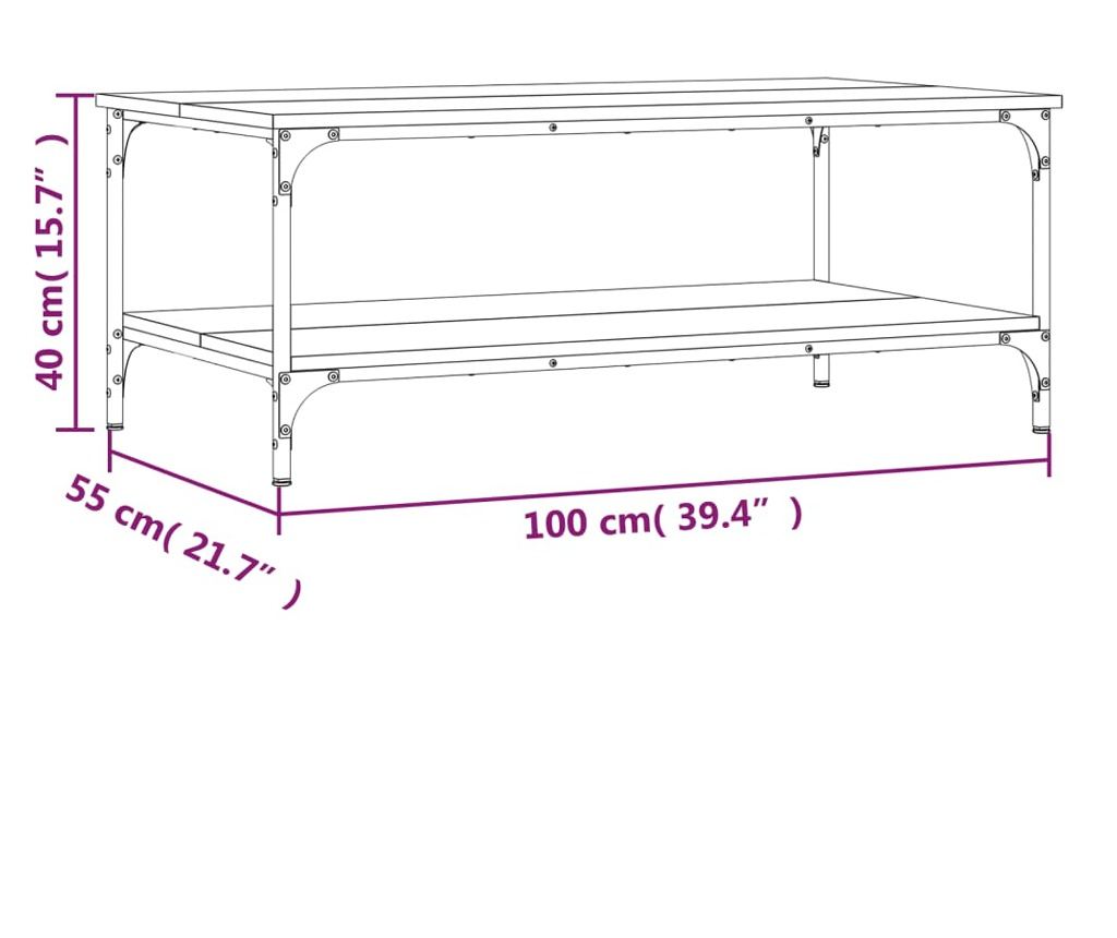 Stolić za kavu, dimljeni hrast, 100x55x40 cm, obrađeno drvo - 9