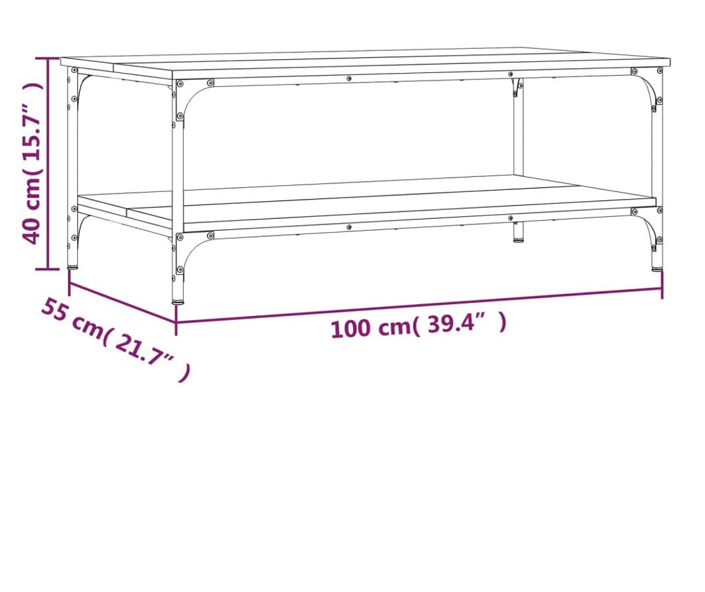 Stolić za kavu, siva sonoma, 100x55x40 cm, obrađeno drvo - 9
