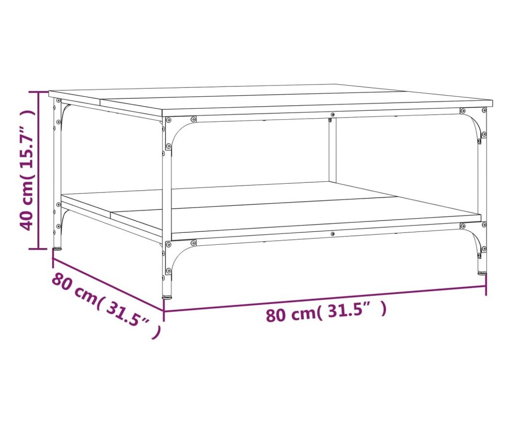 Stolić za kavu, sonoma hrast, 80x80x40 cm, konstruirano drvo - 9