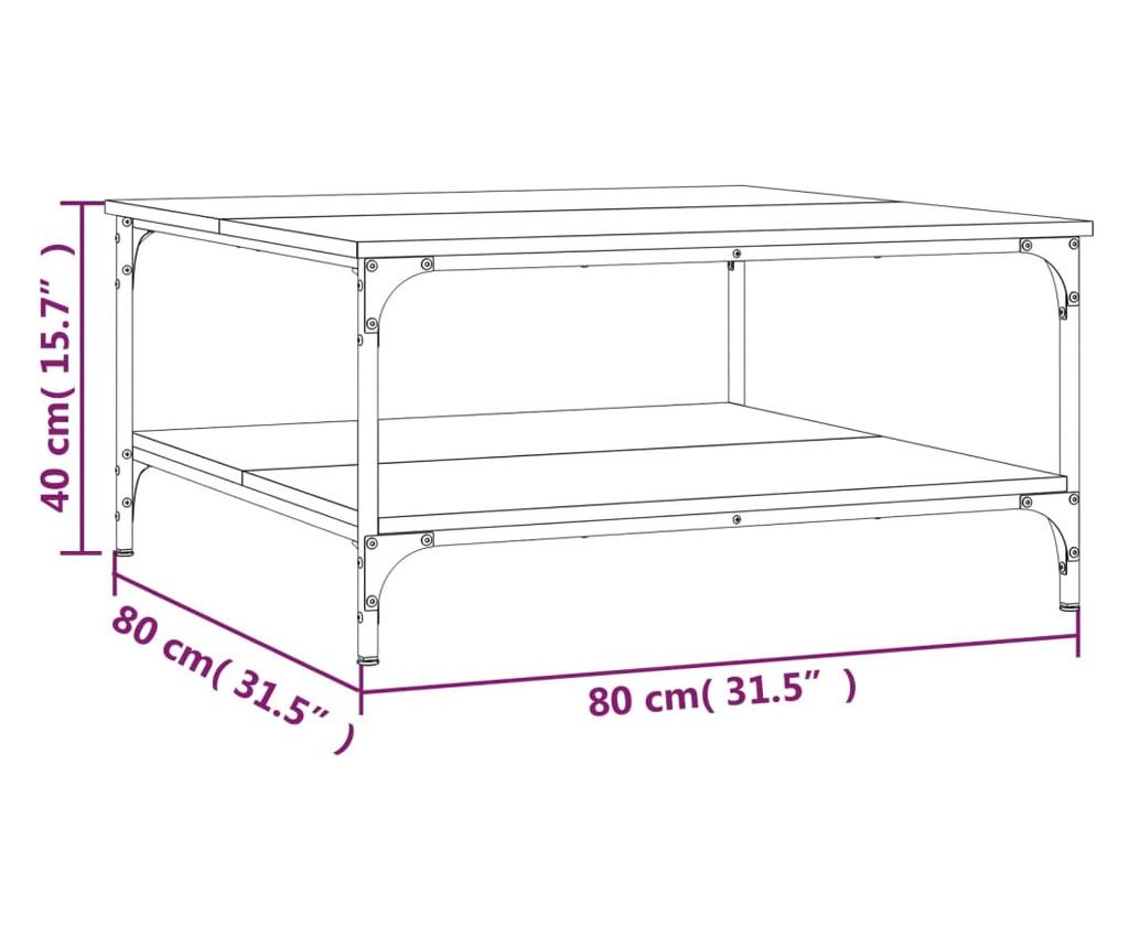 Klub stol, sonoma siva, 80x80x40 cm, kompozitno drvo - 9