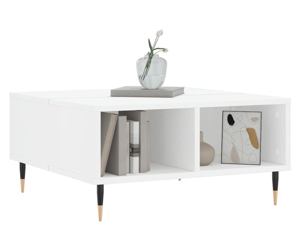 Visokosjajni bijeli stolić za kavu, 60x60x30 cm, kompozitno drvo - 3