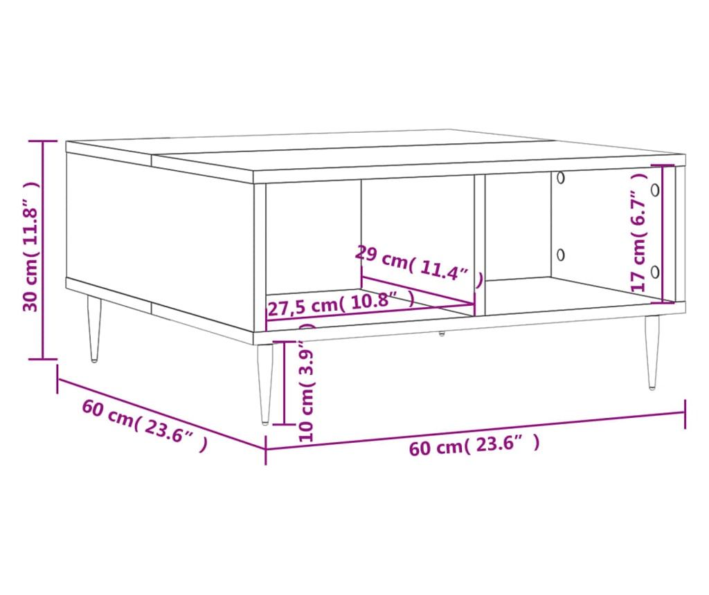 Klub stol, betonsko siva, 60x60x30 cm, kompozitno drvo - 8