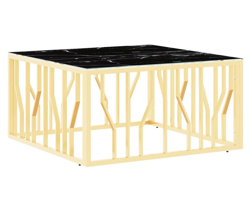 Kavni stol, zlatni, 80x80x40 cm, nehrđajući čelik i staklo - 2