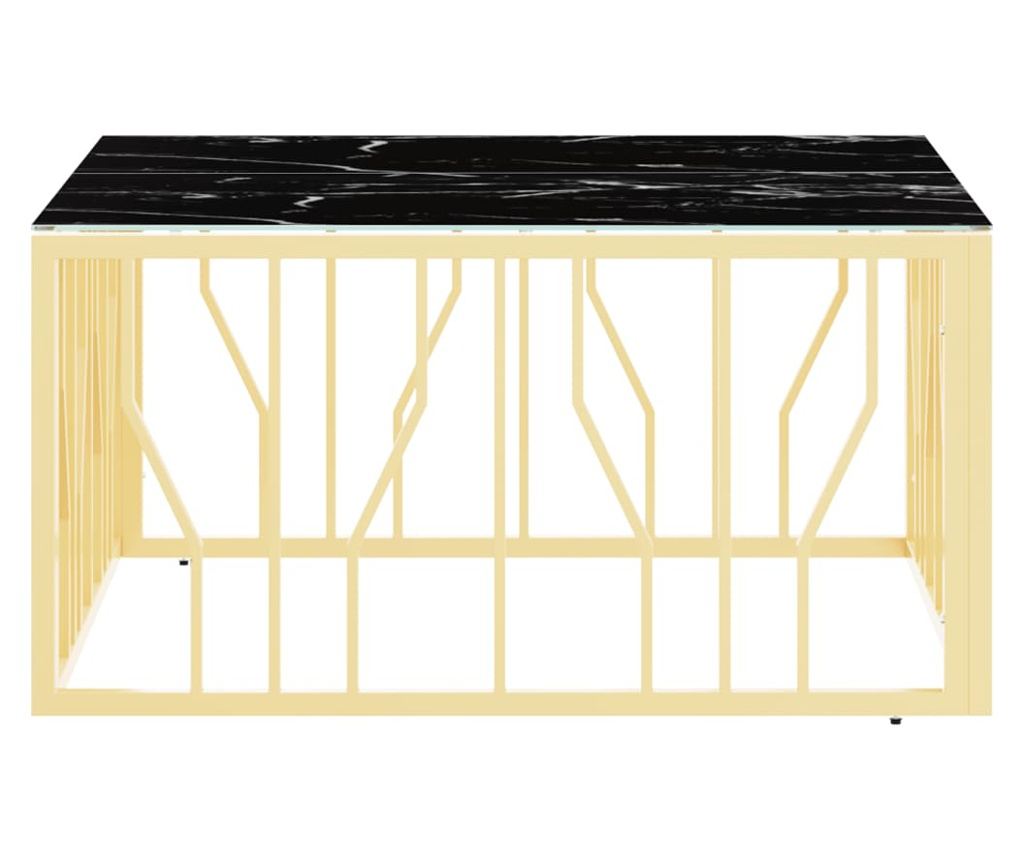 Kavni stol, zlatni, 80x80x40 cm, nehrđajući čelik i staklo - 3