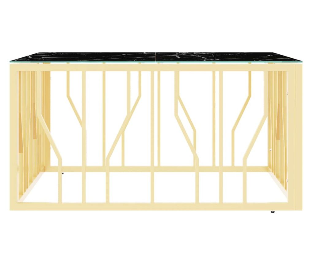 Kavni stol, zlatni, 80x80x40 cm, nehrđajući čelik i staklo - 4