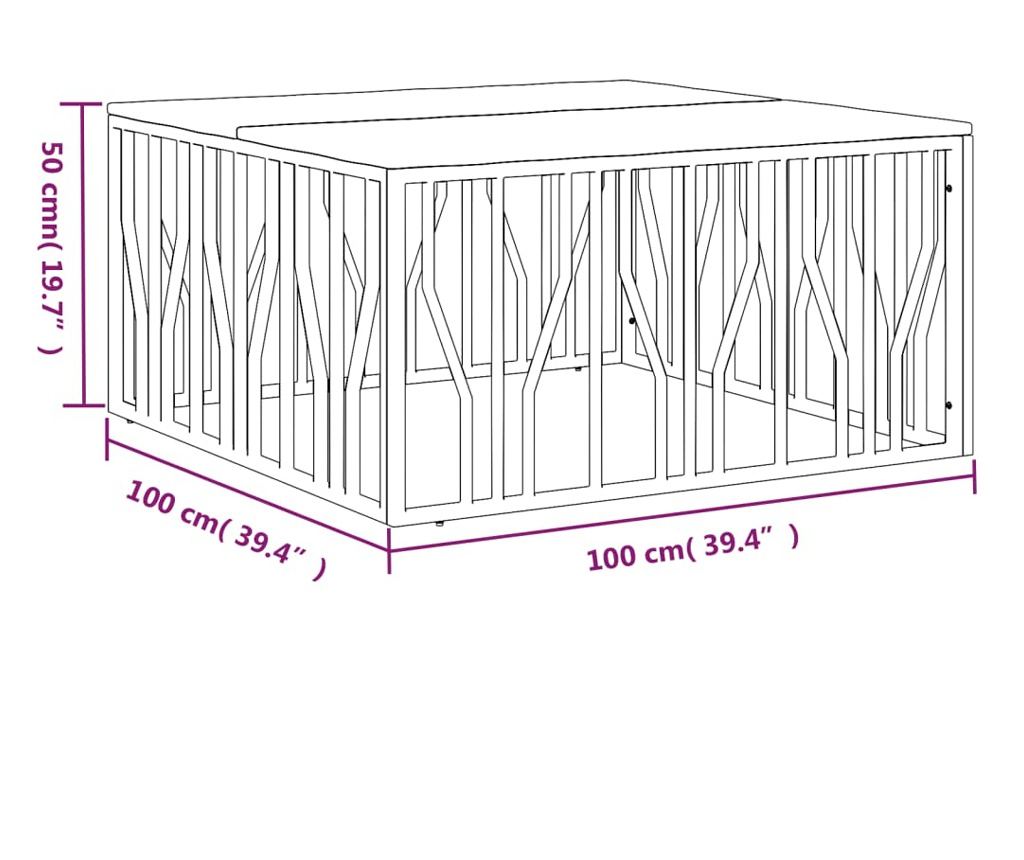 Klub stol, srebrni, nehrđajući čelik i masivno drvo bagrema - 6