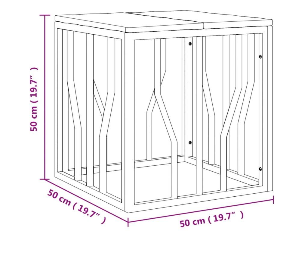 Stolić za kavu, srebrni, nehrđajući čelik i masivno drvo bagrema - 6