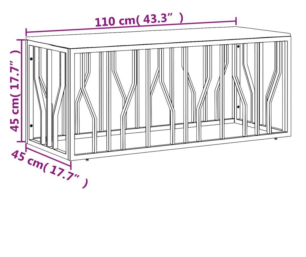 Stolić za kavu, srebrni, nehrđajući čelik i masivno drvo akacije - 6