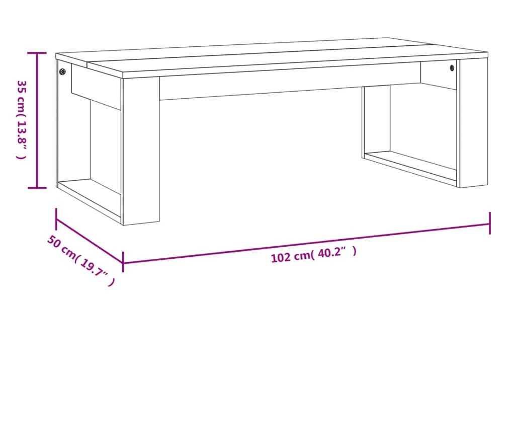 Stolić za kavu, ekstra sjajni bijeli, 102x50x35 cm, obrađeno drvo - 9