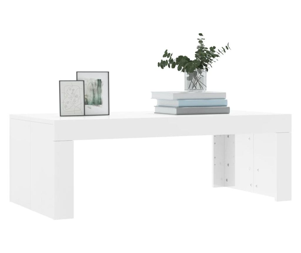 Stolić za kavu, bijeli visokog sjaja, 102x50x36 cm, obrađeno drvo - 3