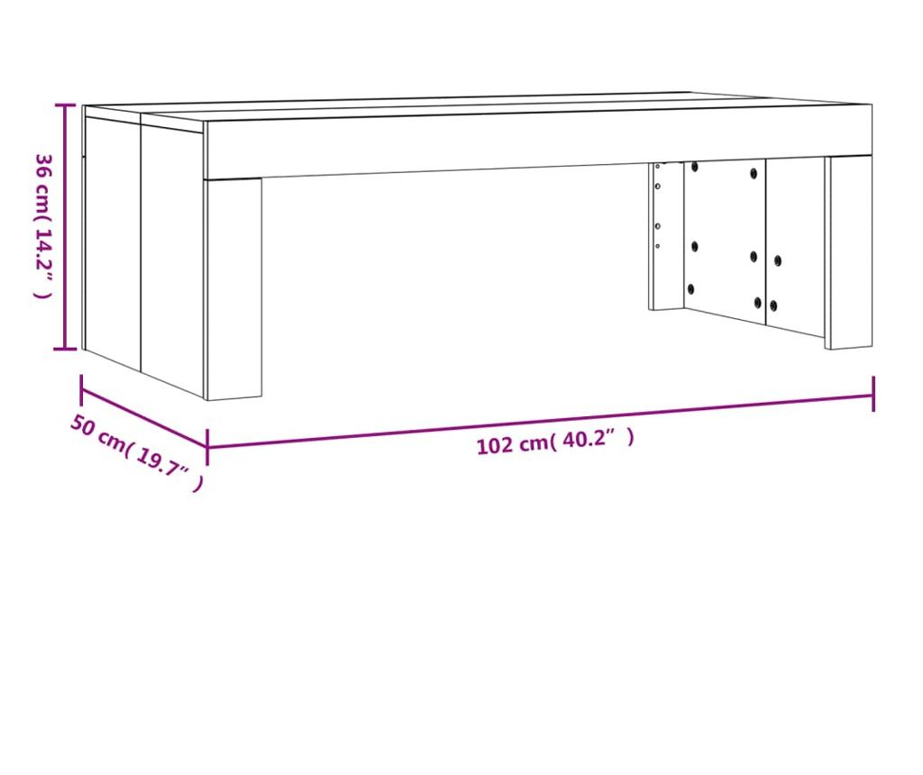 Klub stol, crni, 102x50x36 cm, konstruirano drvo - 9