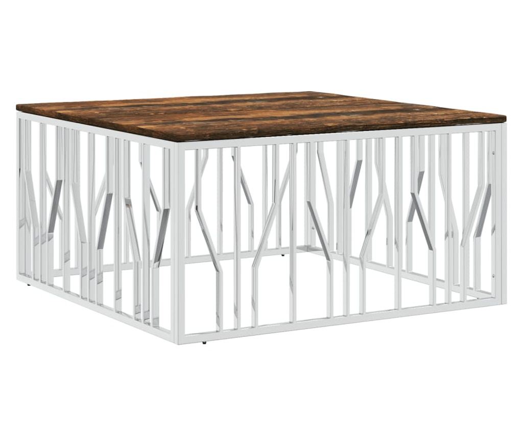 Stolić za kavu od recikliranog punog drva i nehrđajućeg čelika - 2