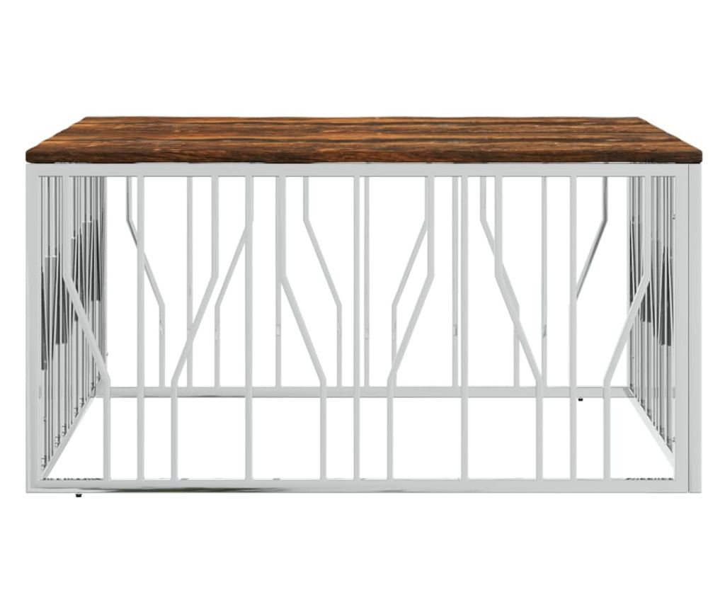 Stolić za kavu od recikliranog punog drva i nehrđajućeg čelika - 3