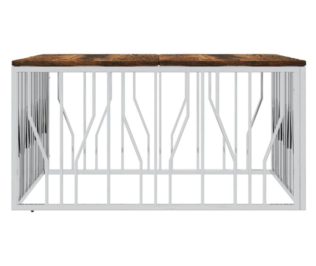 Stolić za kavu od recikliranog punog drva i nehrđajućeg čelika - 4