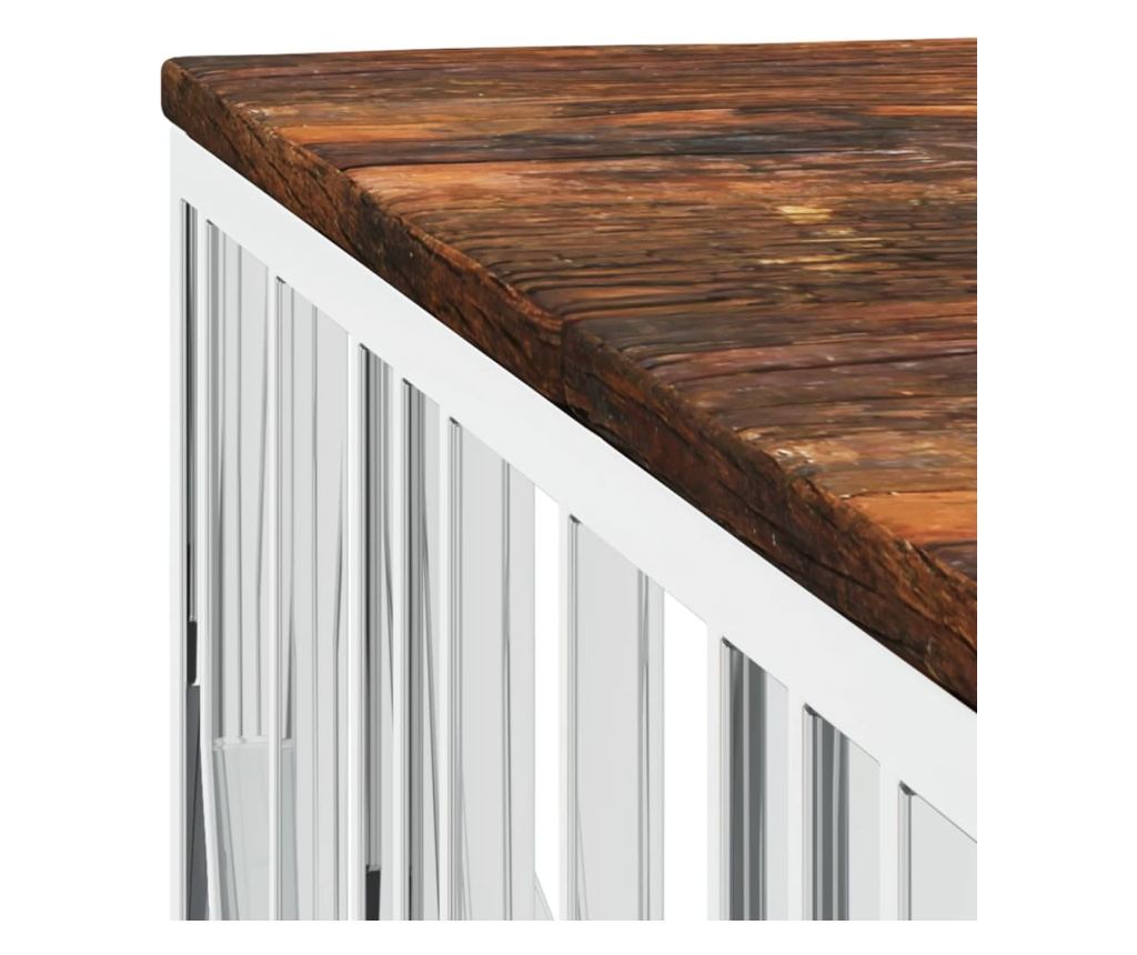 Stolić za kavu od recikliranog punog drva i nehrđajućeg čelika - 5