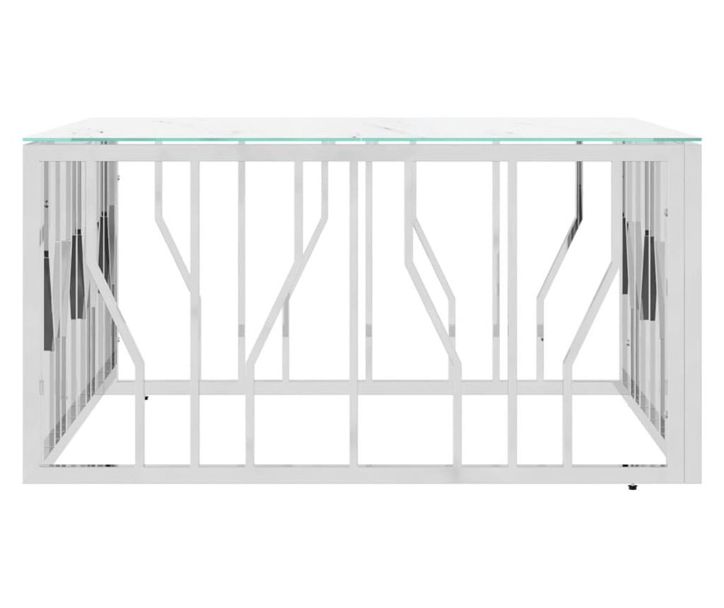 Stolić za kavu, srebrni, 80x80x40 cm, nehrđajući čelik i staklo - 4