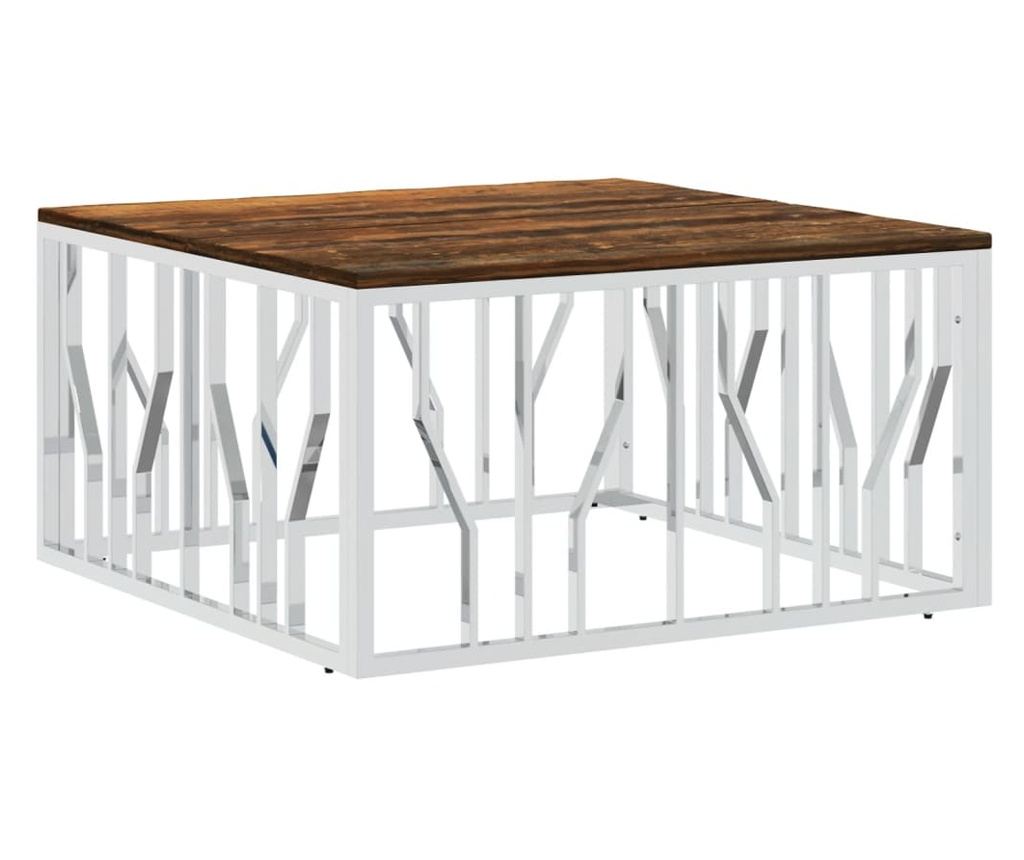 Stolić za kavu od recikliranog punog drva i nehrđajućeg čelika - 2