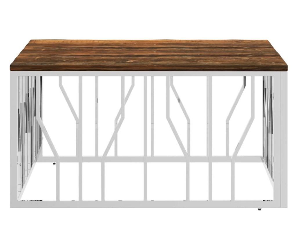 Stolić za kavu od recikliranog punog drva i nehrđajućeg čelika - 3