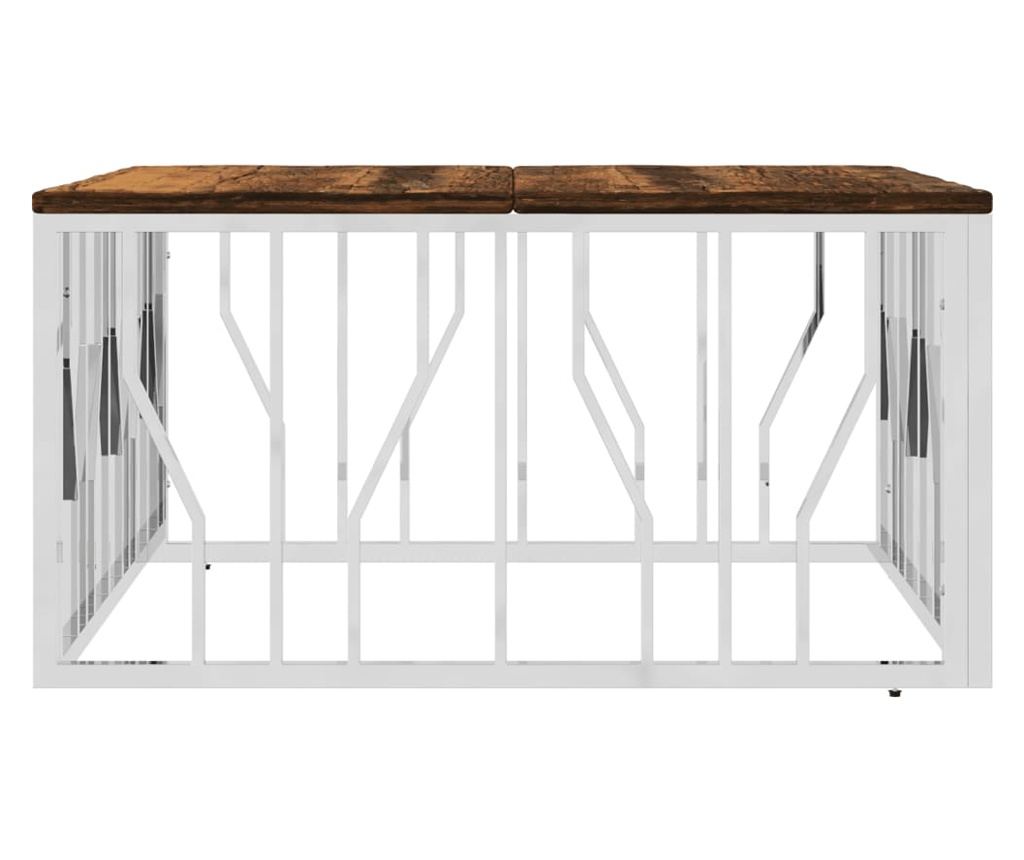 Stolić za kavu od recikliranog punog drva i nehrđajućeg čelika - 4