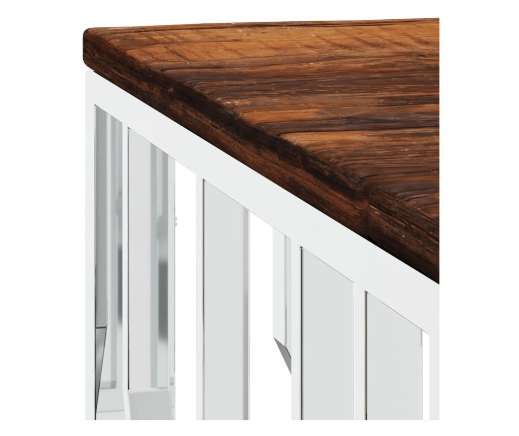 Stolić za kavu od recikliranog punog drva i nehrđajućeg čelika - 5