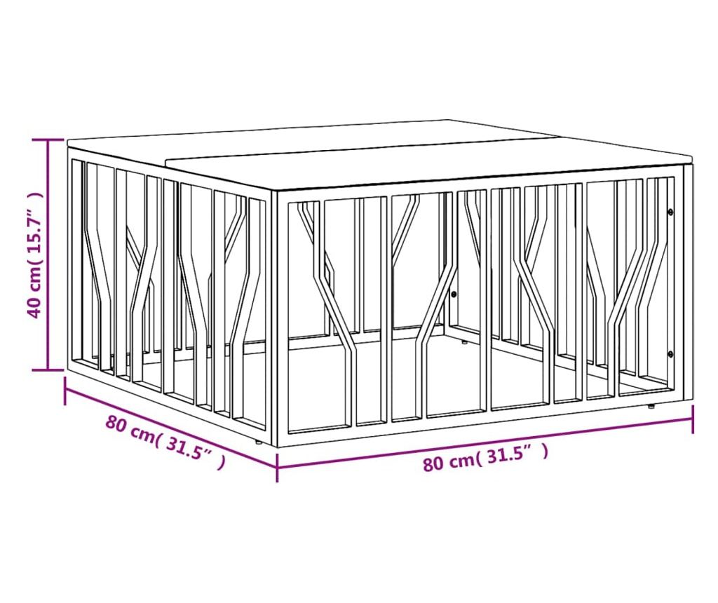 Stolić za kavu od recikliranog punog drva i nehrđajućeg čelika - 6
