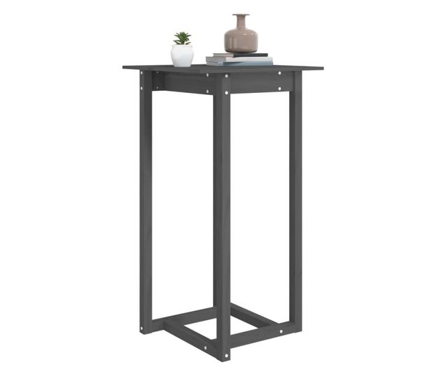 Barna miza, siva, 60x60x110 cm, masivno borovo leso