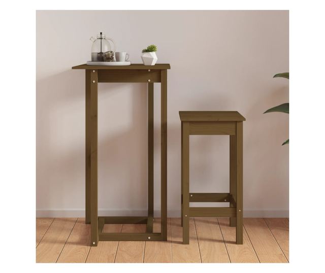 Barna miza, medena rjava, 60x60x110 cm, masivno borovo leso