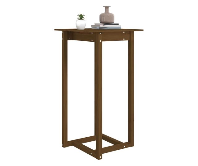 Barna miza, medena rjava, 60x60x110 cm, masivno borovo leso