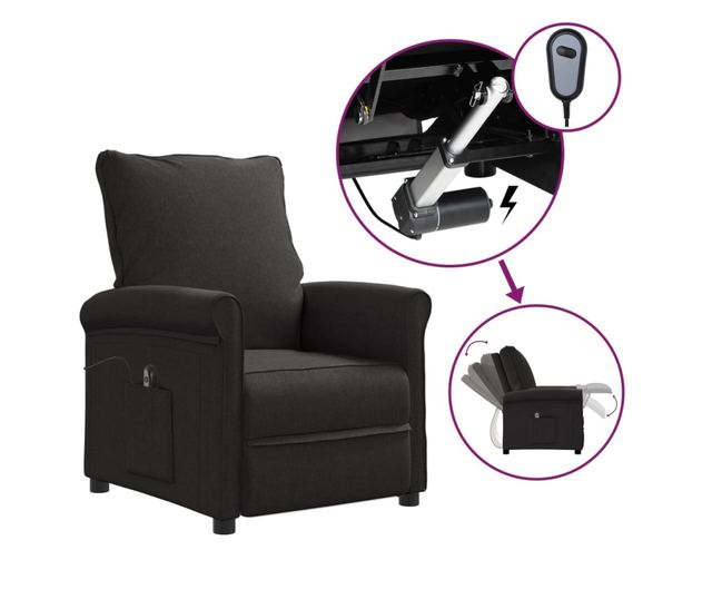 Električni naslanjač, črn, blago