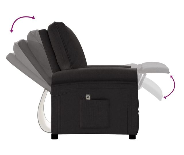 Električni naslanjač, črn, blago