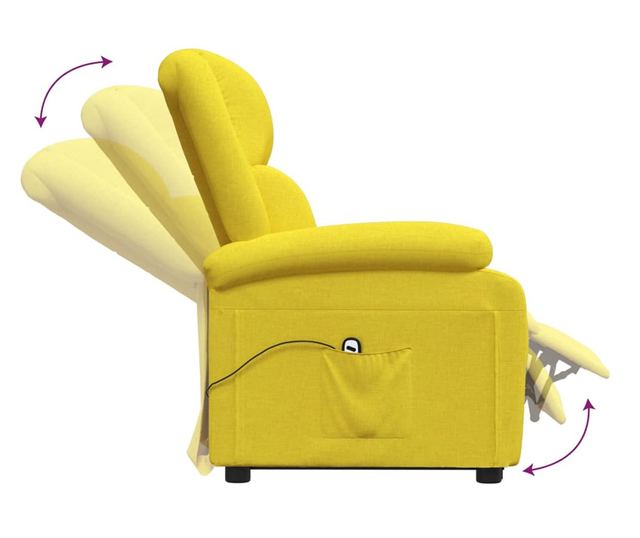 Zložljiv fotelj z dvigom, rumen, tekstilni material