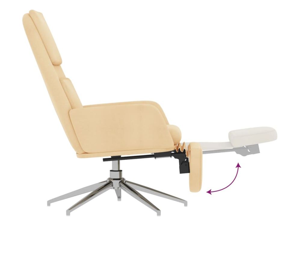 Sedež za sprostitev s taburejem, krem, mikrovlakna - 7