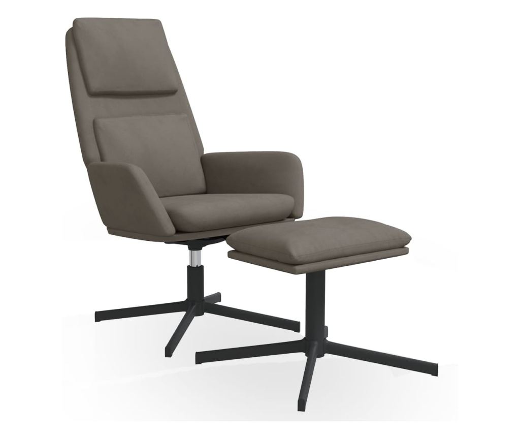 Sedežna garnitura z taburejem, svetlo siva, žamet - 2