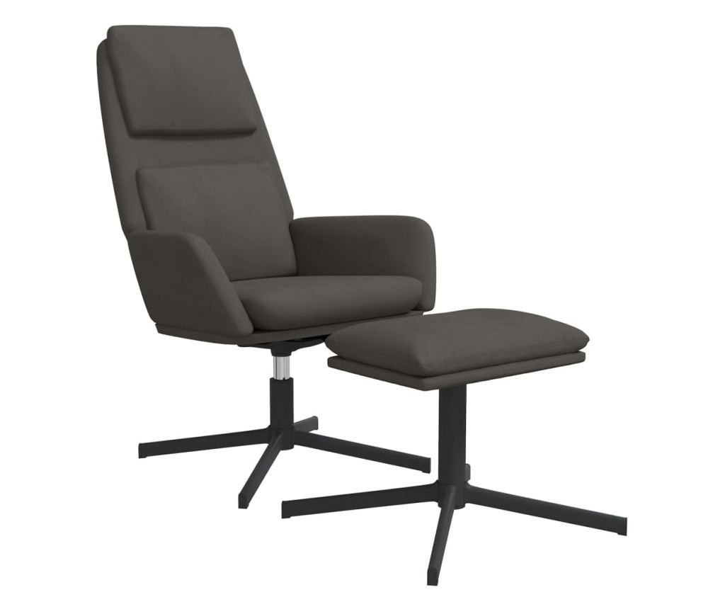 Sedežna garnitura z taburejem, temno siva, žamet - 3