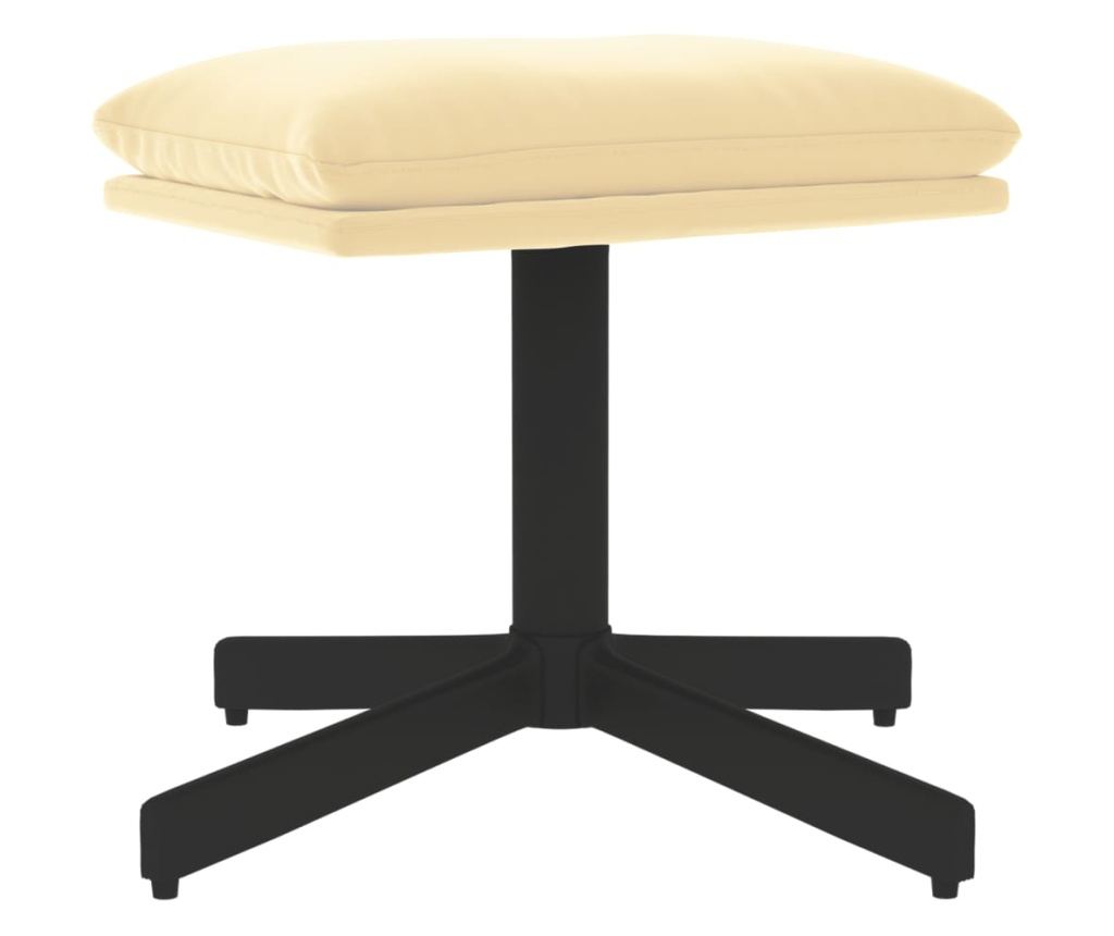 Sedežna garnitura z taburejem, bela krema, žamet - 5