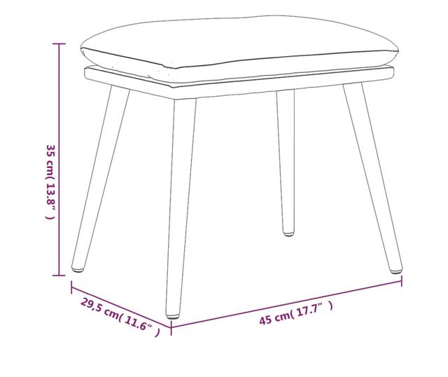 Naslanjač z otomanom, vinska rdeča, žamet