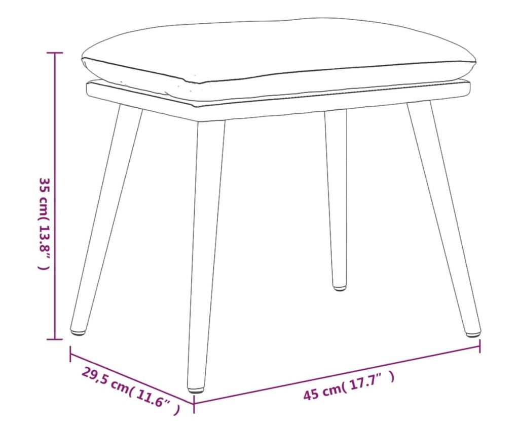 Naslanjač s podnožjem za noge, črn, žameten - 7