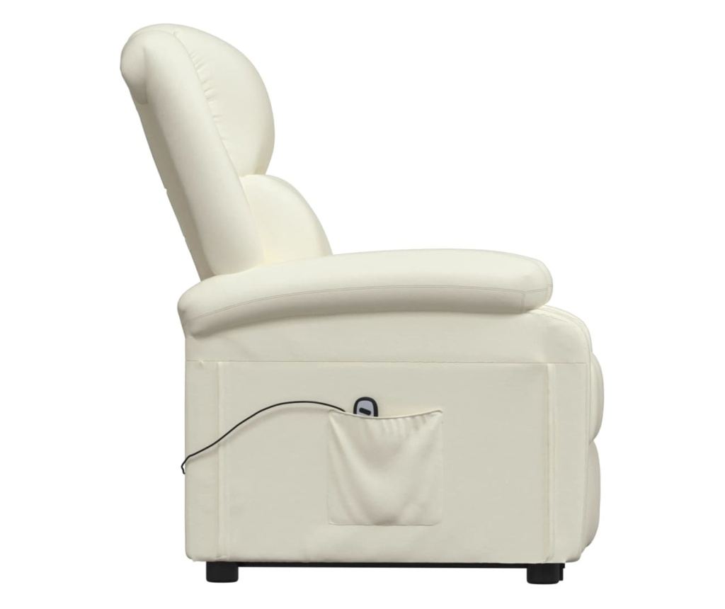 Zložljiv fotelj s dvigom, krem, ekološka usnja - 4