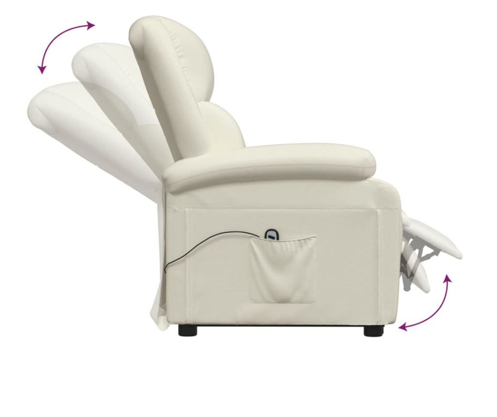 Zložljiv fotelj s dvigom, krem, ekološka usnja - 7