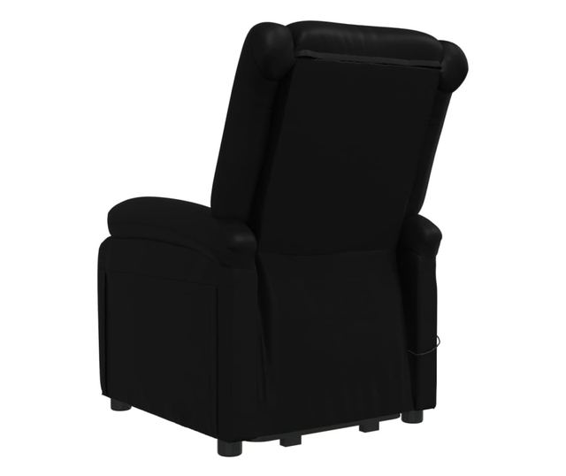 Zložljiv fotelj, črn, ekološka usnja