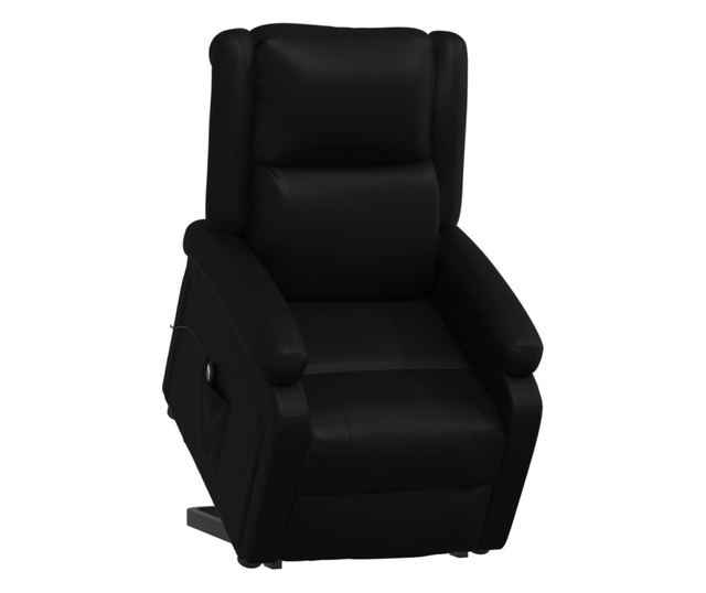 Zložljiv fotelj, črn, ekološka usnja