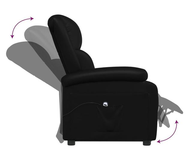Zložljiv fotelj, črn, ekološka usnja