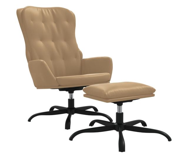 Sedež za sprostitev s taburejem, cappuccino, ekološka usnja