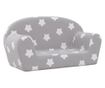Otroška kavč 2 sedeža, svetlo siva z zvezdami, mehak pliš