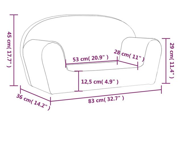 Otroška kavč 2 sedeža, svetlo siva z zvezdami, mehak pliš