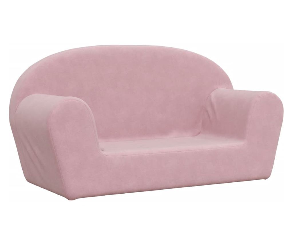 Otroška kavč s 2 sedežema, roza, mehak pliš - 2