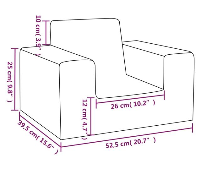 Otroški kavč, svetlo siv, mehak pliš