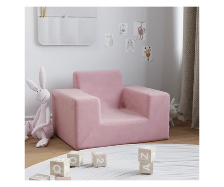 Canapea pentru copii, roz, pluș moale