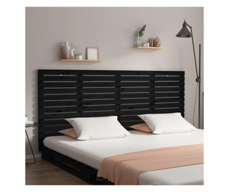 Tăblie de pat pentru perete, negru 186x3x91,5 cm lemn masiv pin